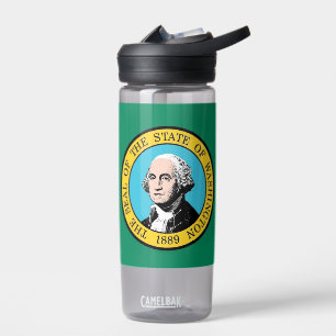 Wasserflasche mit Flagge von Washington, USA Trinkflasche