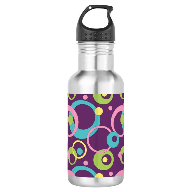Wasserflasche mit Funky Lila Circles Edelstahlflasche (Vorderseite)
