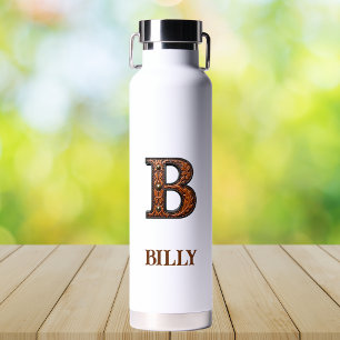 Wasserflasche mit geprägtem Leder Western Monogram Trinkflasche