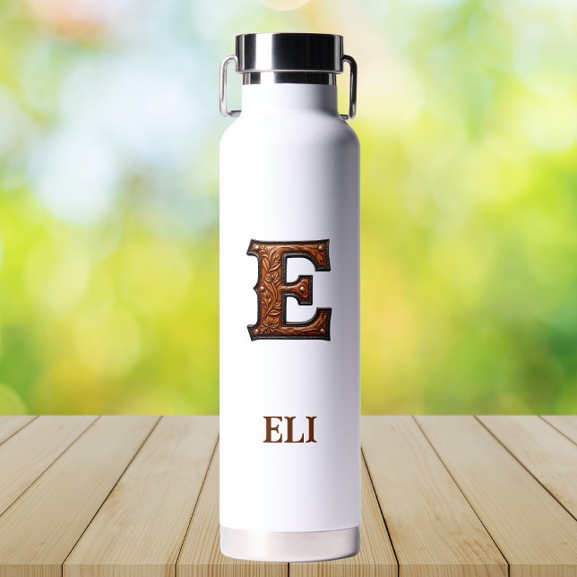 Wasserflasche mit geprägtem Western-Monogramm E au Trinkflasche (Von Creator hochgeladen)