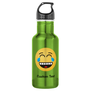 Wasserflasche mit Gesicht mit Freudentränen