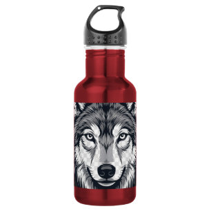 Wasserflasche mit Grafik eines wilden einsamen Wol