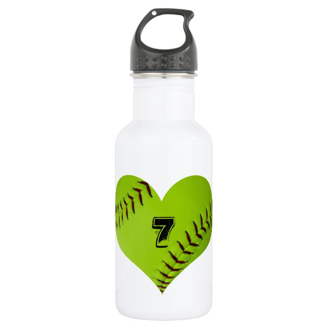 Wasserflasche mit Herz geformtem Softball. (Vorderseite)