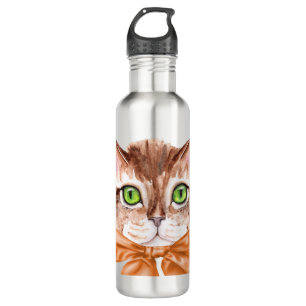 Wasserflasche mit Illustrierter Katze Edelstahlflasche