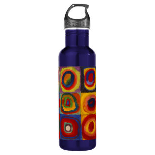 Wasserflasche mit Kandinsky-Quadraten und Kreisläu Edelstahlflasche