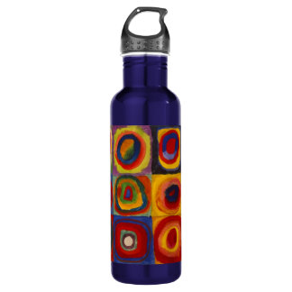 Wasserflasche mit Kandinsky-Quadraten und Kreisläu Edelstahlflasche