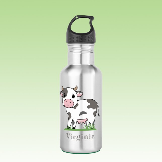 Wasserflasche mit Niedlicher Kuh (Water Bottle with a Cute Cow)