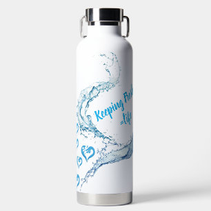 Wasserflasche mit schwimmenden Herzen & CuWater Fl Trinkflasche