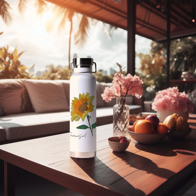 Wasserflasche mit Sonnenblumengelb Trinkflasche (Bouteille d'eau tournesol aquarelle)
