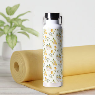 Wasserflasche mit Zitronenmuster im Landhausstil Trinkflasche