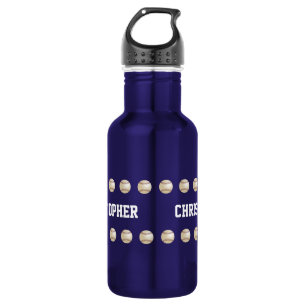 Wasserflasche, Personalisiert, Baseball, blau Trinkflasche