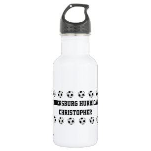 Wasserflasche, Personalisiert, Fußball schwarz au Edelstahlflasche