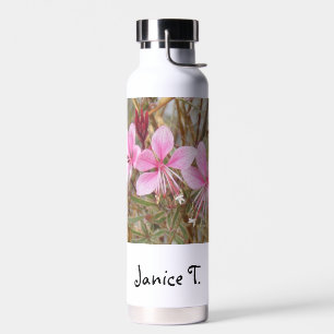 Wasserflasche - rosa Blume mit Name Trinkflasche
