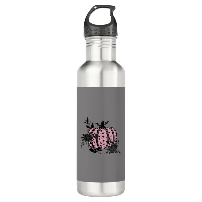 Wasserflasche, rosa und schwarzer Leopard-Pumpkin Edelstahlflasche (Vorderseite)