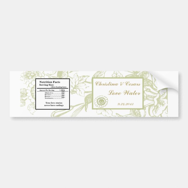 Wasserflaschen-Etikett Grün Gerbera Daisy Blume Li Autoaufkleber (Vorne)