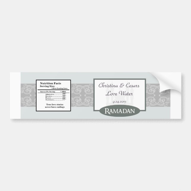 Wasserflaschen-Etikett Soft Blue Islamic Ramadan B Autoaufkleber (Vorne)