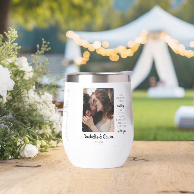 Wasserflaschen-Stil: Stemless Wine Tumbler, (Hochzeit)