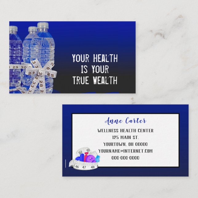 Wasserflaschen und Bänder-Messbow-Visitenkarte Visitenkarte (Vorne/Hinten)