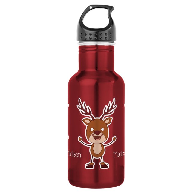 Wasserflaschen von Funny Reindeer individuelle Nam Edelstahlflasche (Vorderseite)