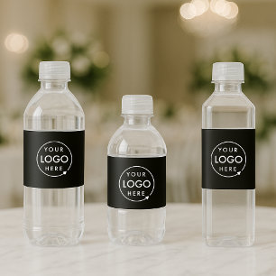Wasserflaschenetiketten   Schwarze Logowraps für U Wasserflaschenetikett