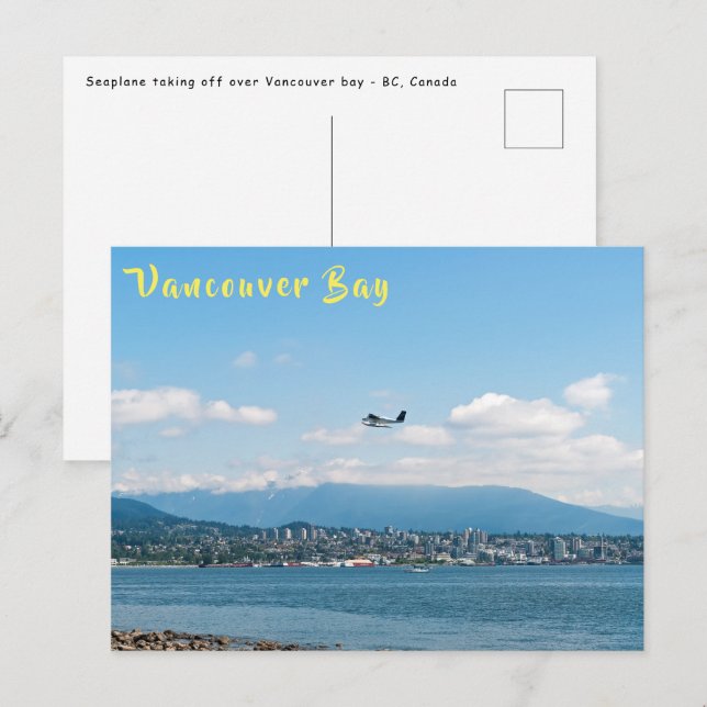 Wasserflugzeug-Start über die Bucht von Vancouver Postkarte (Vorne/Hinten)