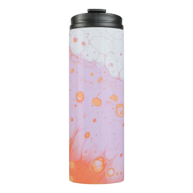 WASSERFLÜSSE AUF ROTER OBERFLÄCHE THERMOSBECHER (Vorderseite)