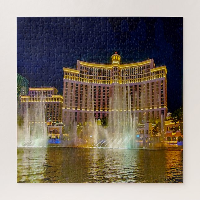 Wasserfontänen in Las Vegas Puzzle (Vertikal)