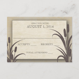 Wasserfront-Hochzeitsreaktion von Cattails RSVP Karte