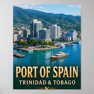 Wasserfront von Port of Spain und karibische Energ Poster