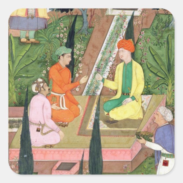 Wassergärten, aus dem Clive Album (gouache on pa Quadratischer Aufkleber (Vorderseite)