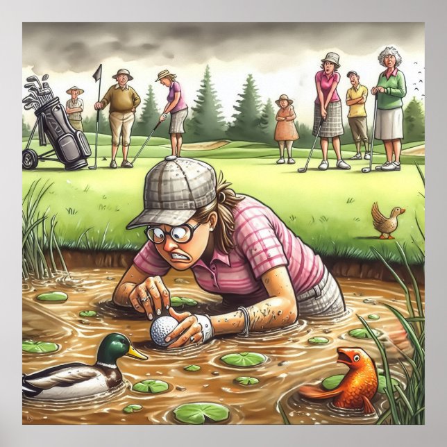 Wassergefahr - Golf Art Print Poster (Vorne)