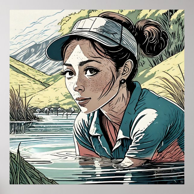 Wassergefahr - Golf Art Print Poster (Vorne)