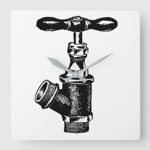 Wasserhahn Quadratische Wanduhr
