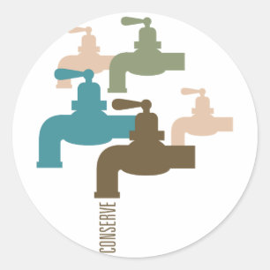 Wasserhahn sparen runder aufkleber