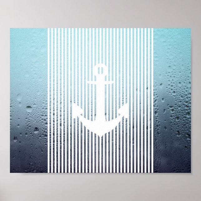 Wasserhaze monogramm nautischer Anker Poster (Vorne)