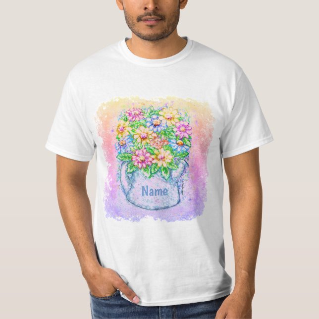 Wasserkanne Blumen T-Shirt (Vorderseite)