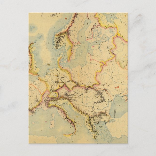 Wasserkarte Europas Postkarte (Vorderseite)