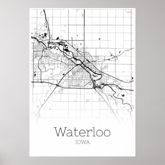 Wasserkarte - Iowa - Stadtplan Poster