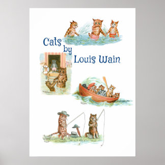 Wasserkatzen von Louis Wain Poster