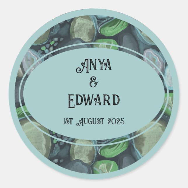 Wasserkies - Hochzeitsaufkleber Runder Aufkleber (Vorderseite)