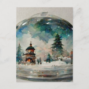 Wasserklor Snowglobe zu Weihnachten Postkarte