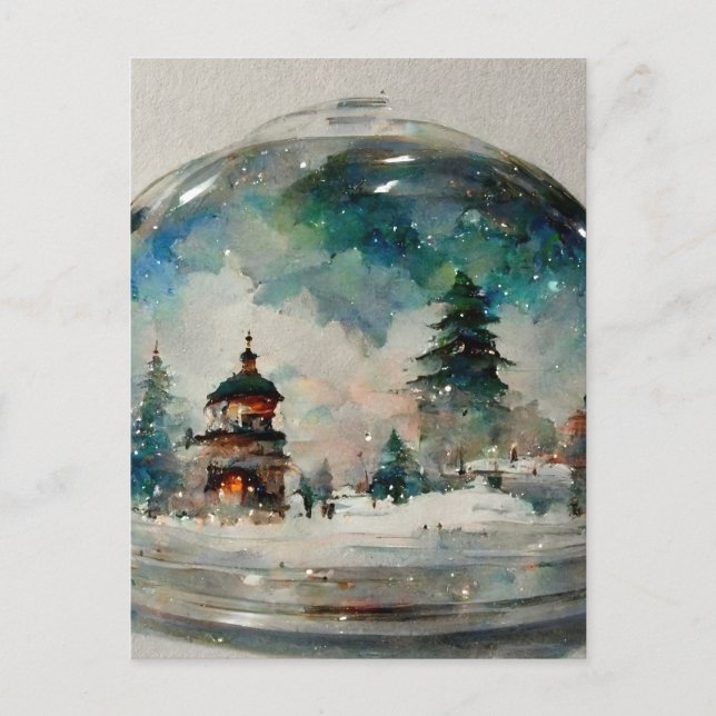 Wasserklor Snowglobe zu Weihnachten Postkarte (Vorderseite)