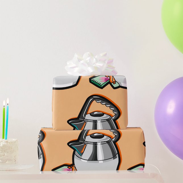 Wasserkocher mit Teebeutel Geschenkpapier (Von Creator hochgeladen)