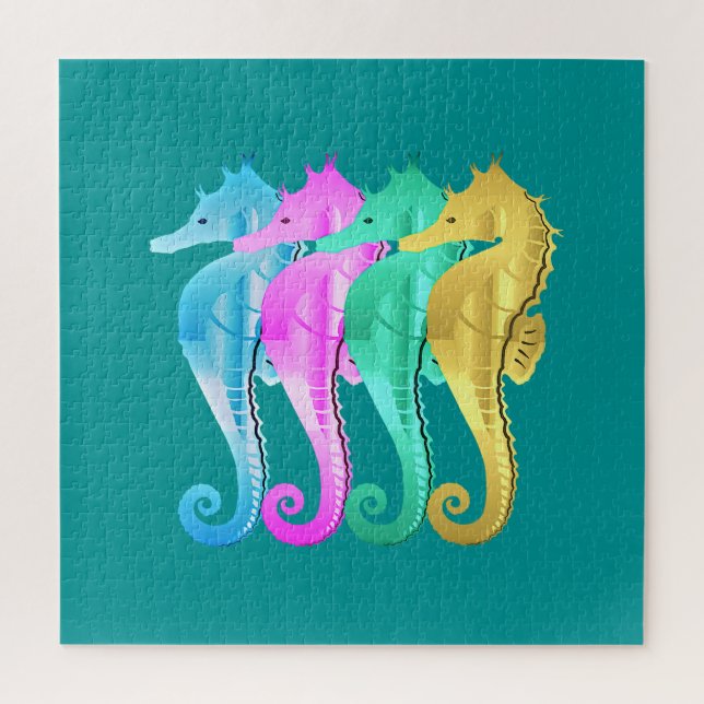 Wasserkocher/Rosa/Blau/Gold-Seepferde werfen Säule Puzzle (Vertikal)