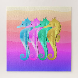 Wasserkocher/Rosa/Blau/Gold-Seepferde werfen Säule Puzzle