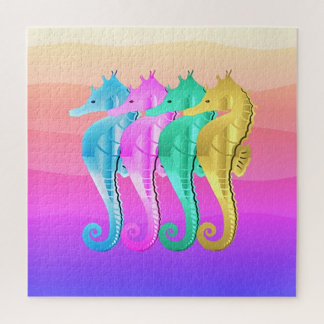 Wasserkocher/Rosa/Blau/Gold-Seepferde werfen Säule Puzzle (Vertikal)