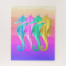 Wasserkocher/Rosa/Blau/Gold-Seepferde werfen Säule Puzzle