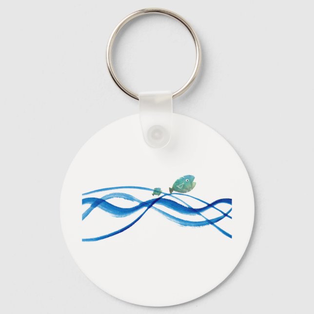 Wasserkunst: Vater Fisch, Kind Fisch Schlüsselanhänger (Vorderseite)