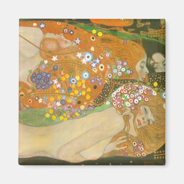 Wasserläufer II von Gustav Klimt, Jugendstil Magnet (Vorne)