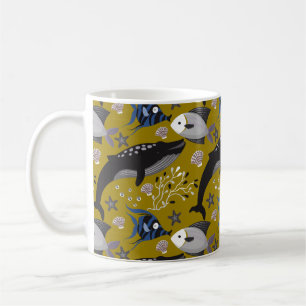 Wasserlebewesen Muster   Ozean Unterwasserleben 18 Kaffeetasse